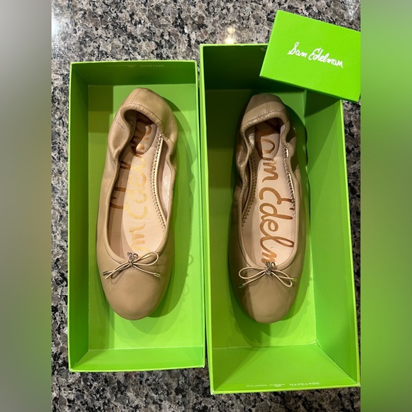 NIB FELICIA BEIGE LEATHER SIZE 9.5 WOMEN FLATS SAM EDELMAN - Picture 6 of 13